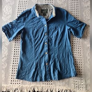 WOOLRICH Blue 100% Organic Cotton Blouse